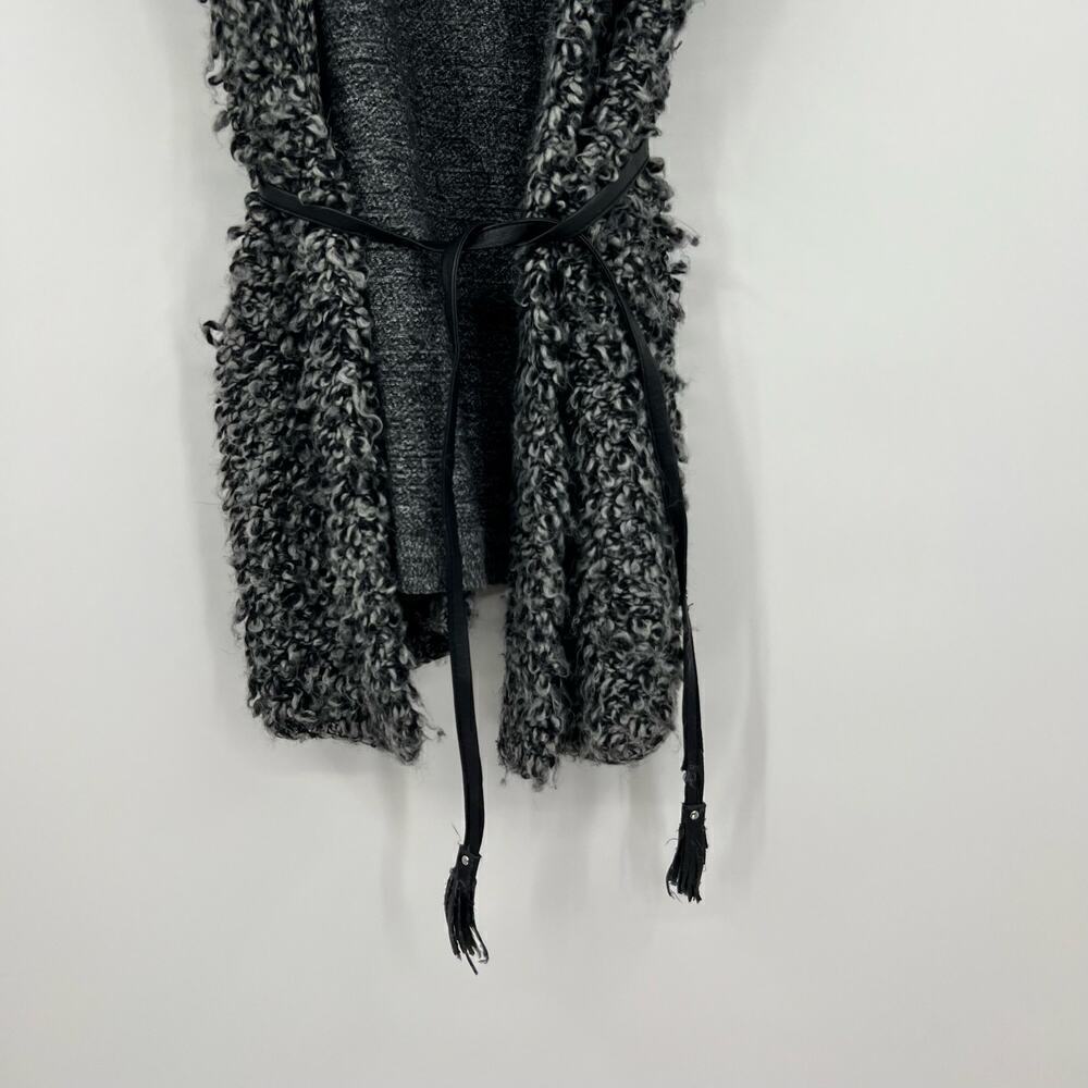 Abercrombie & Fitch gray soft fuzzy sweater cardigan vest tie waist size small - Picture 4 of 7